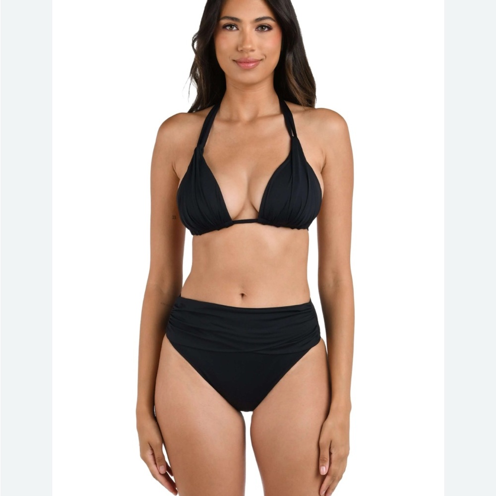 LA Blanca SLAND GODDESS HALTER TRIANGLE TOP - BLACK. New